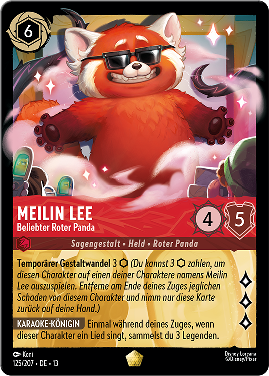 Meilin Lee as a Red Panda wearing sunglasses, a card from Disney Lorcana