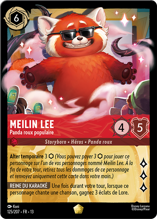 Meilin Lee as a Red Panda wearing sunglasses, a card from Disney Lorcana